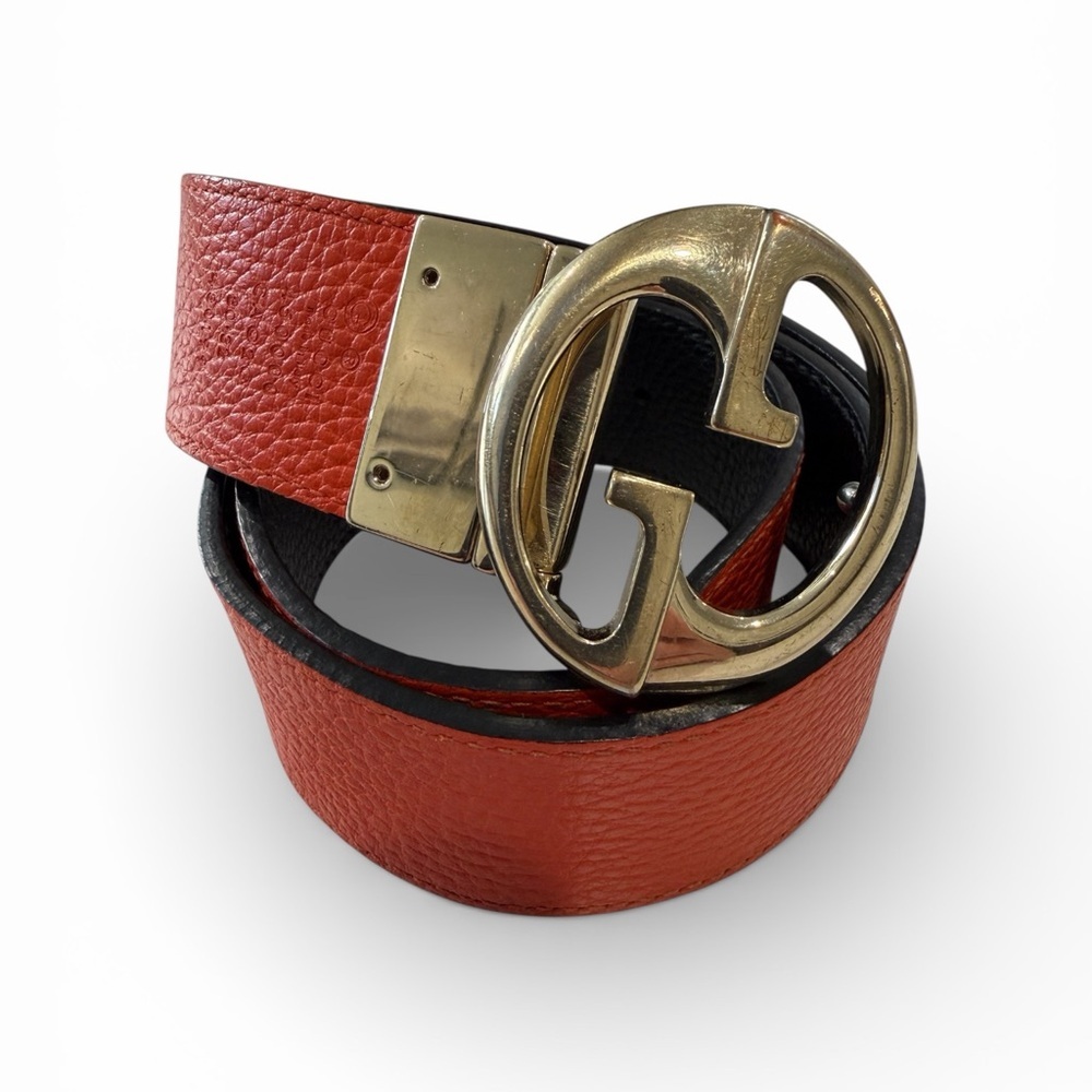 Gucci Reversible Orange & Black Leather Belt - Picture 2 of 10